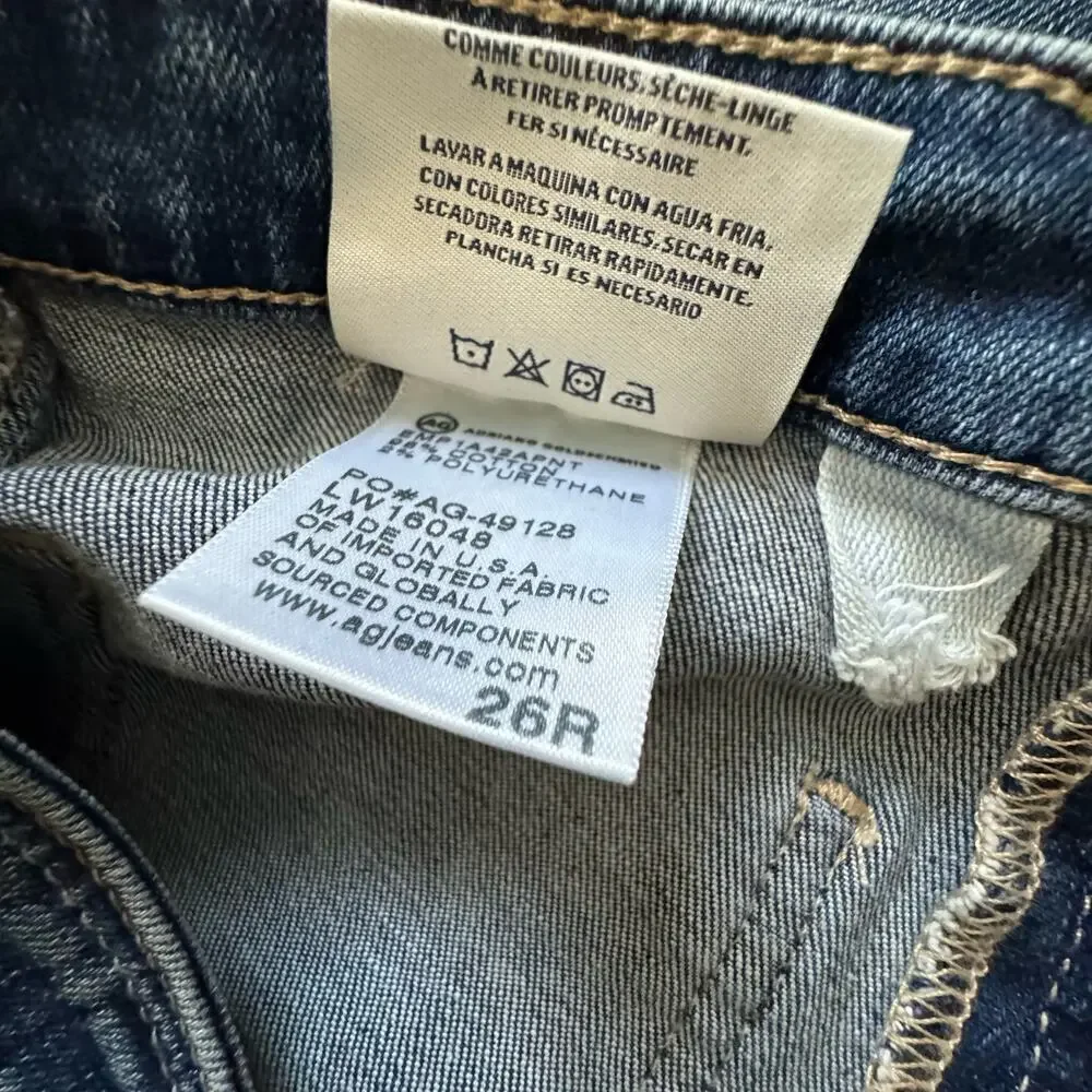AG Adriano Goldschmied Jeans Buton Fly High Rise Straight Leg Denim‎ Size 26
